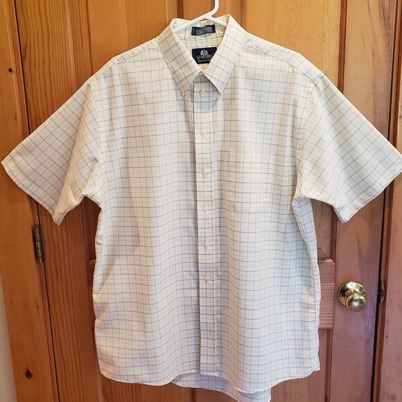 Stafford Men's Wrinkle-Free Oxford Button Up Short Sleeve Shirt, Size:  Neck 17 - Picture 1 of 15